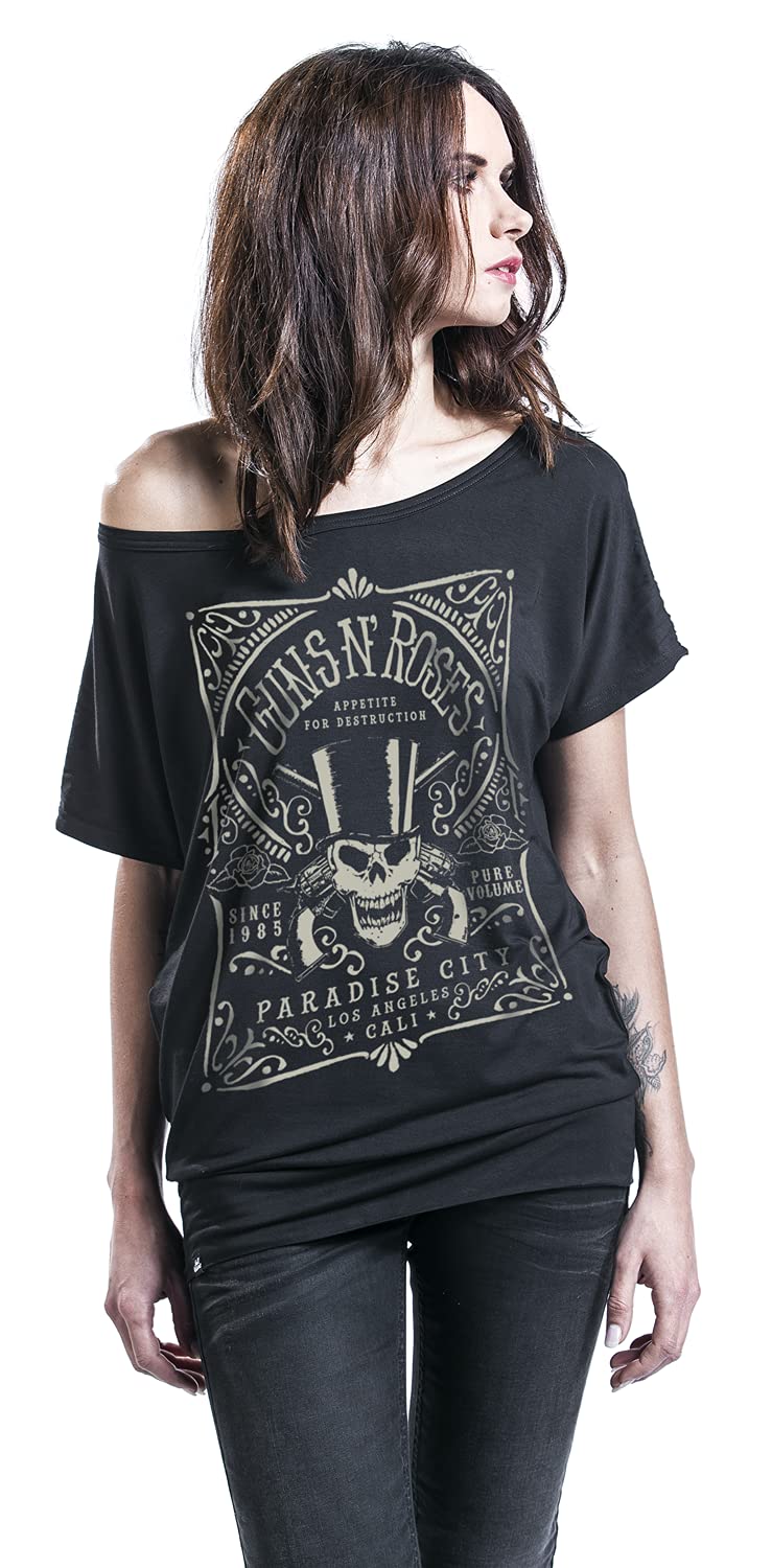 Guns N' Roses Paradise City Label Frauen T-Shirt schwarz Band-Merch, Bands
