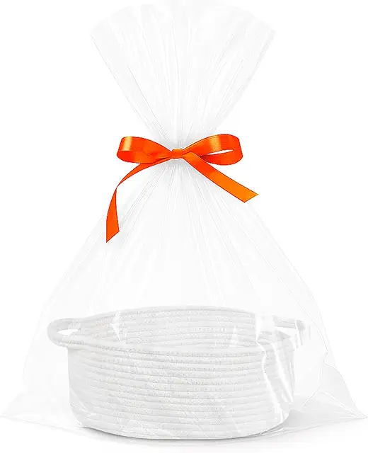 APOMOONS Flätad Korg Jula - Tom Presentkorg i Vitt för Fester och Förvaring