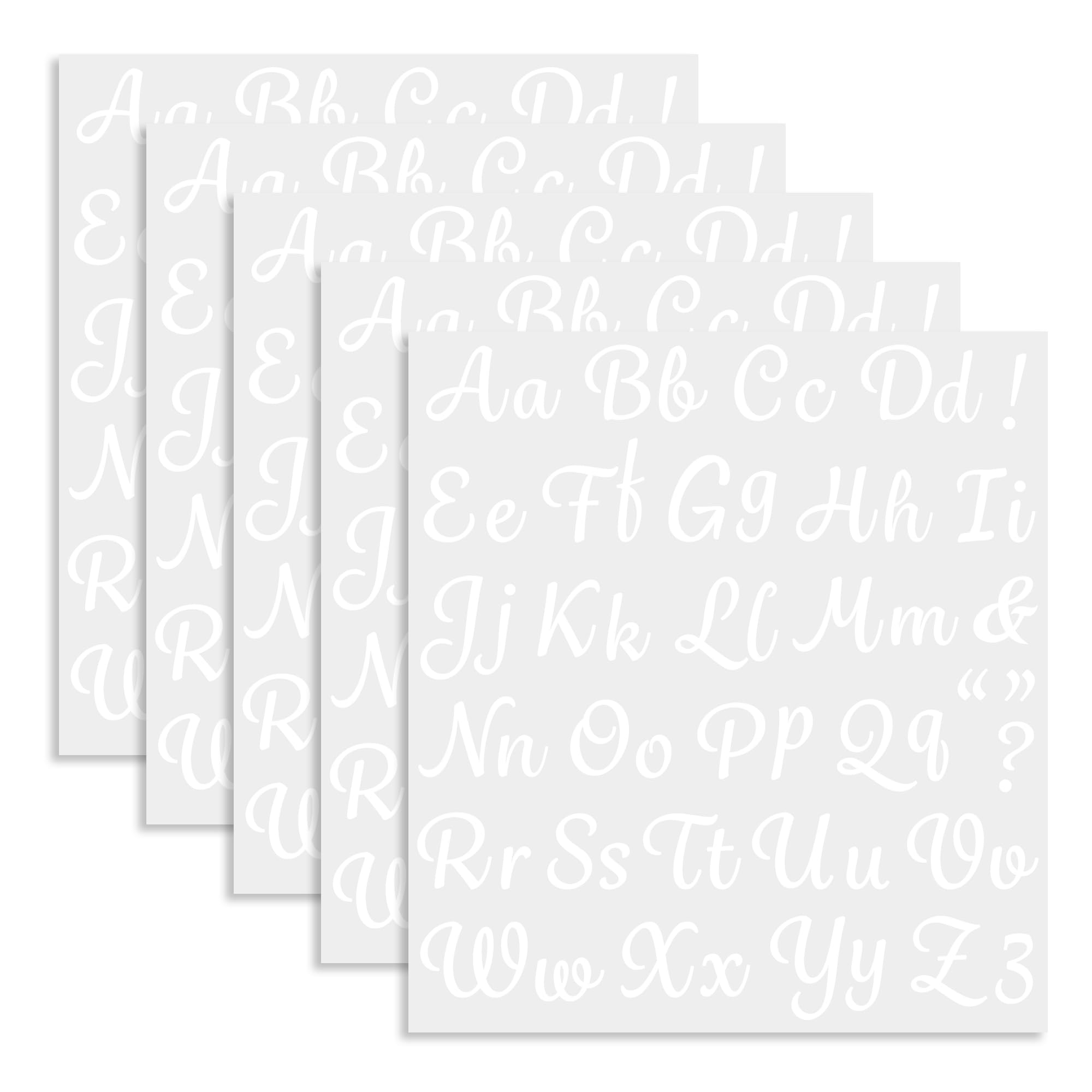 5 Sheets 285 Pieces Iron On Letters for Clothing, 1 Inch White Heat Transfer Vinyl Letters, Iron On Cursive Upper & Lowercase Alphabets Decals with A-Z for Backpack,Jerseys,Fabric T-Shirts DIY
