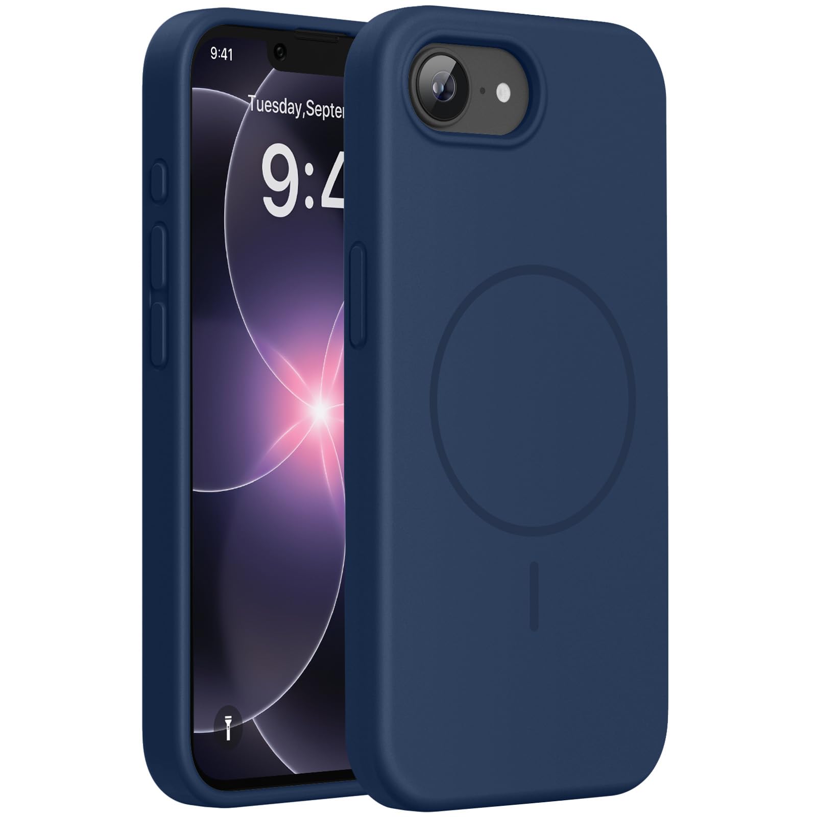 Photo 1 of Miracase Magnetic for iPhone 17e Case & iPhone 16e Case, [Soft Anti-Scratch Microfiber Lining], Compatible with MagSafe, Silicone Shockproof Protection Phone Case for iPhone 17e/16e, Dark Blue