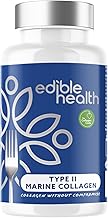 Edible Health Hydrolysed Marine Collagen Type II Capsules – 1025mg with Hyaluronic Acid & Vitamin C, High Strength Skin & Joint Support – 60 Caps