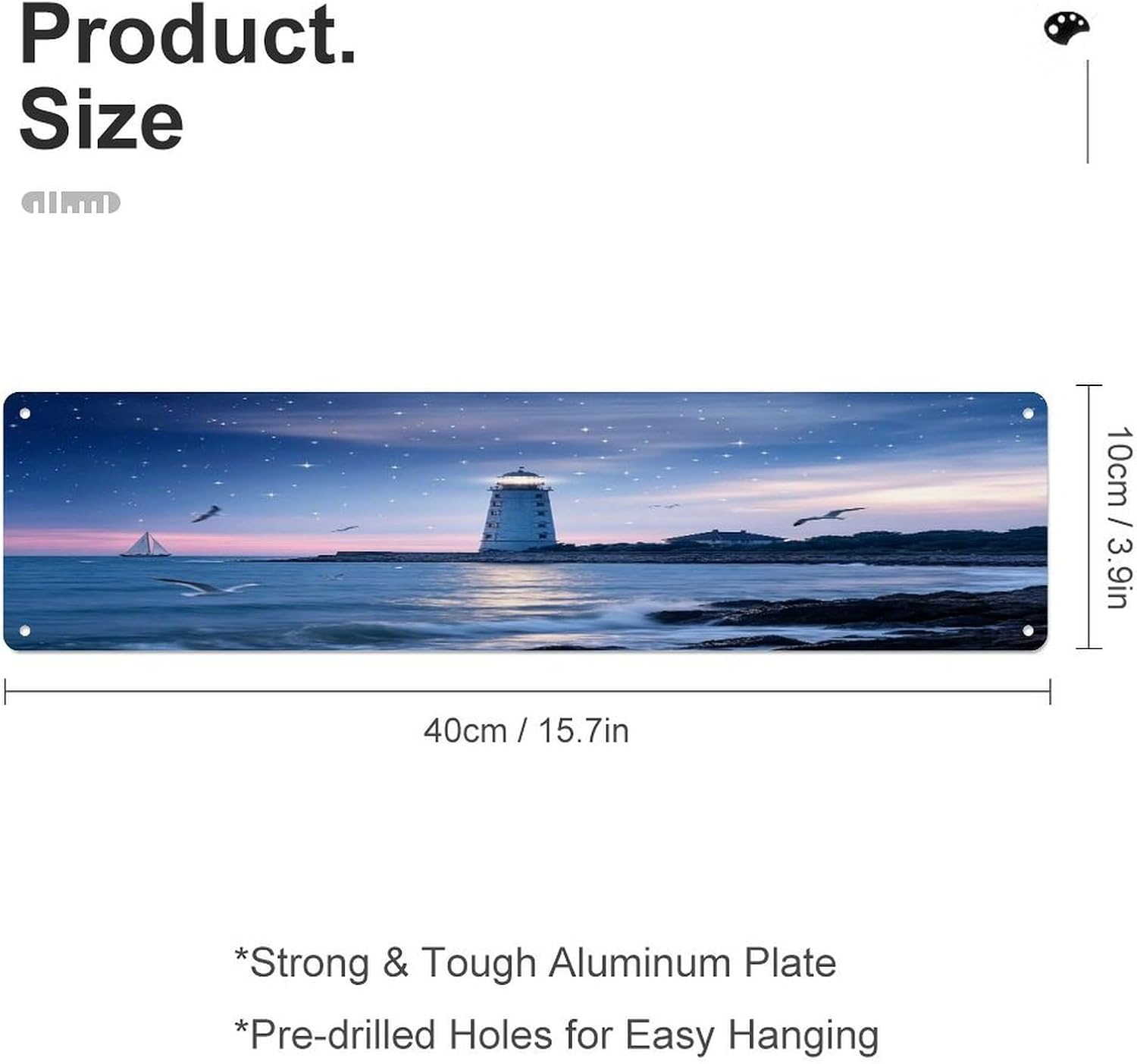 Lighthouse at Night Wall Decor Aluminum Poster Sign image 2