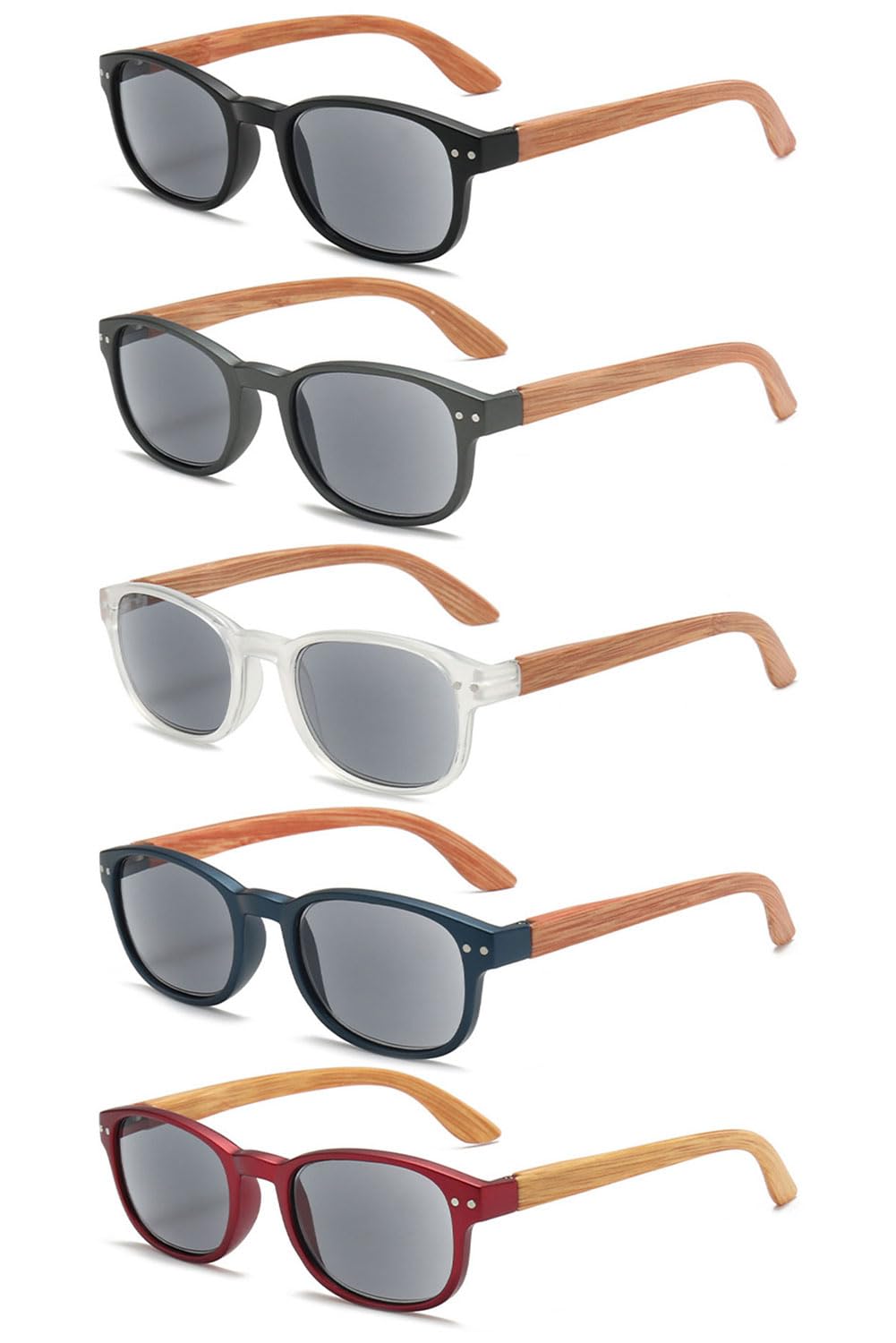 VEVESMUNDO Sonnenlesebrille Blaulichtfilter Holz Getönt Lesebrille Damen Herren Sehhilfe Holzsonnenbrillen mit sehstärke +1.0,+1.5,+2.0,+2.5,+3.0,+3.5,+4.0