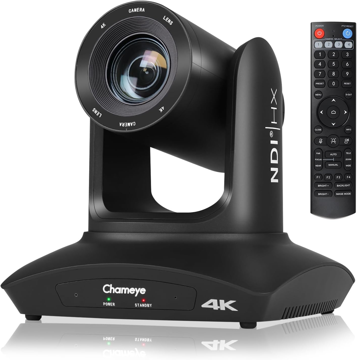 Chameye 4K PTZ Camera NDI AI Auto-Tracking, 20X Optical Zoom, USB 3.0 HDMI LAN PoE, IP Live Streaming for Church Worship Education Conference, Work with vMix OBS Zoom (NDI Certified, C420T Black)