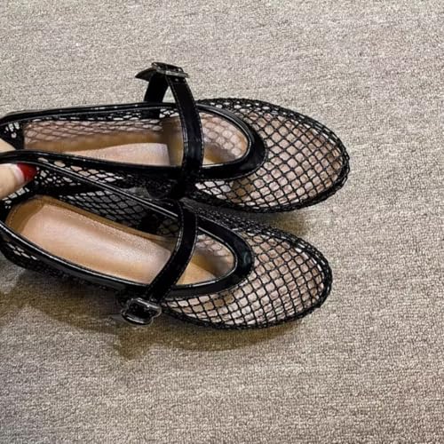 Mesh Ballet Flats Shoes for Women Buckle Strap Mary Jane Flats3