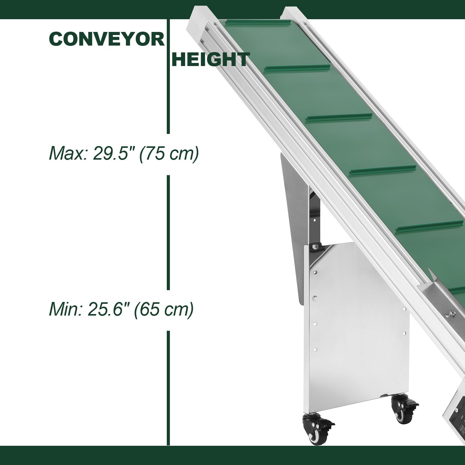 Trasportatore elettrico inclinato da 1,2 m di lunghezza, altezza di sollevamento massima di 75 cm con cinghia in gomma PVC da 20 cm di larghezza, per macchina imballatrice