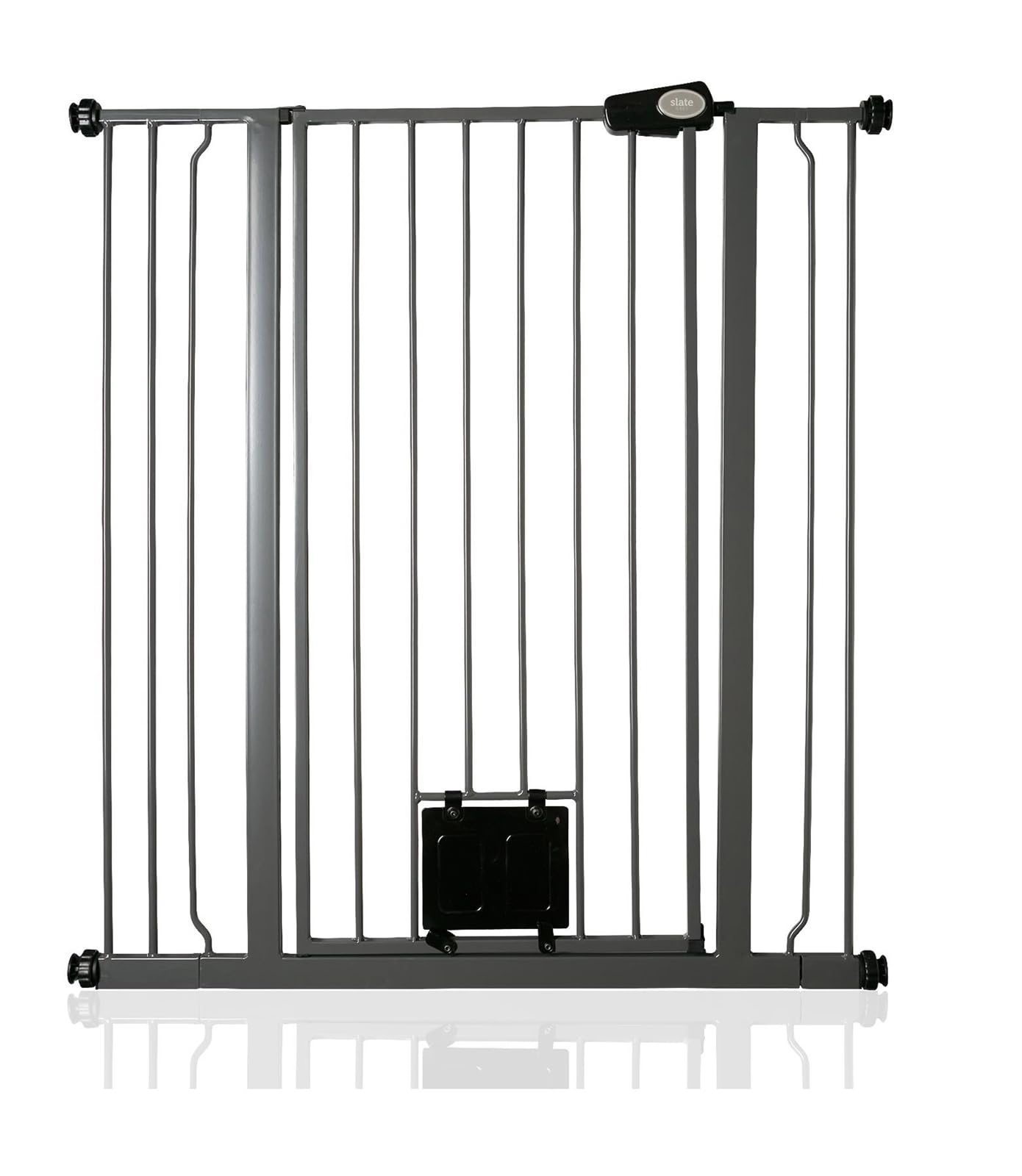 Bettacare Slate Grey Pet Gate With Lockable Cat Flap, 94.3Cm - 101.9Cm, 104Cm In Height, Extra Tall Dog Safety Barrier With Cat Flap, Easy Installation