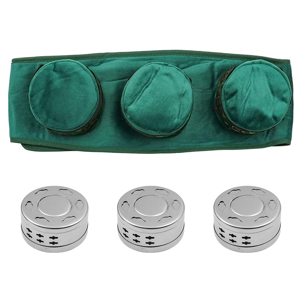 NUZAMAS3 Copper Burner Box Moxibustion Box Smokeless Moxa Box Moxibustion Treatment Tool 3 in 1 Portable Cloth Bag Belt for Waist Neck Knee Shoulder Back