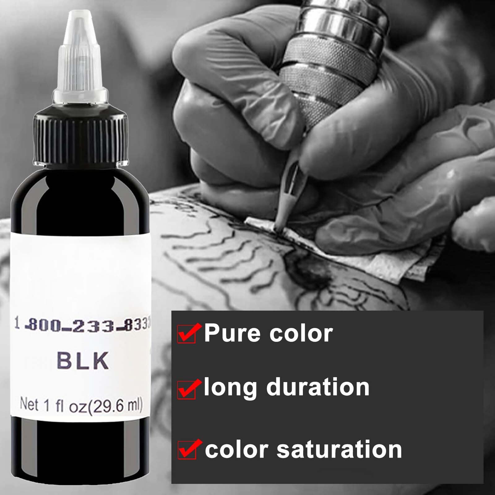 KKwoter Black Tattoo Ink, Dynamic Tattoo Ink, Tattoo Practice Ink, Easy to Color, Repair Without Fading, 10 ml - Image 3