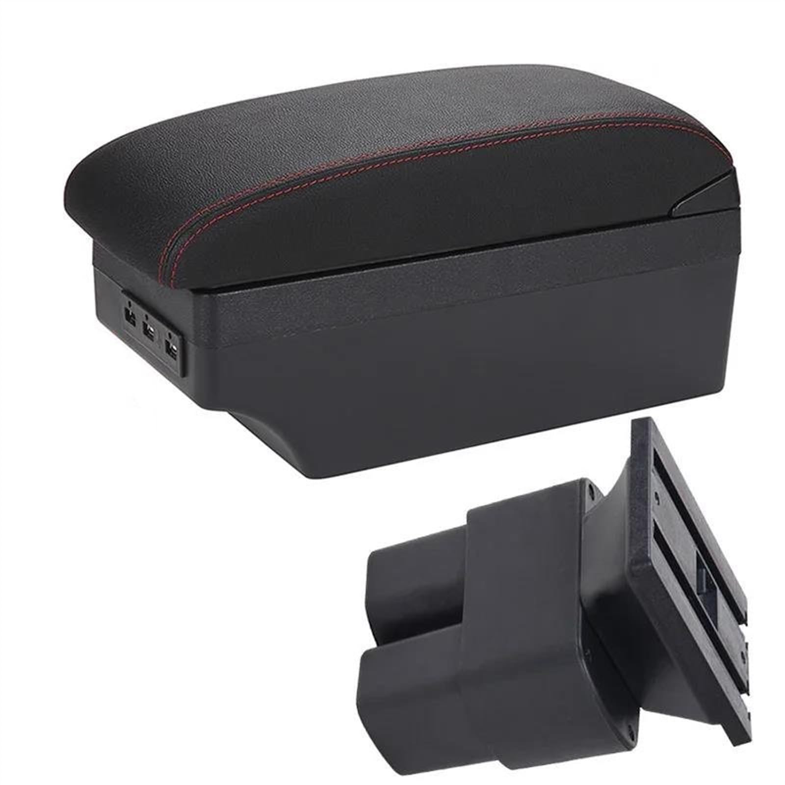 NOHEEU Car Armrest Special Storage Box Modification Parts For NV200 Evalia 2019 2011 2013 2014 2015 2016(A1 Black red 7USB)