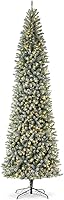 Vista 62 de Glitzhome Prelit Christmas Tree, 6ft Flocked Artificial Christmas Tree Serene Snowscape Fir with 300 Warm White Lights for Home, Office, Party