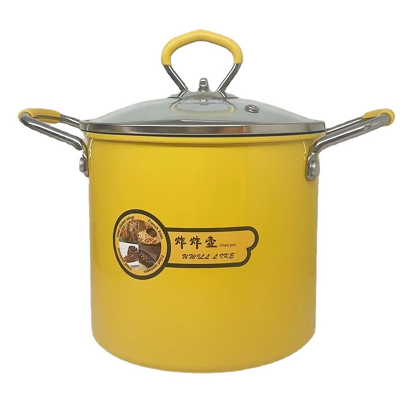 MALSSE Frying Pots with Basket and Oil Strainer Nonstick Cookware for French Fries Ergonomic Handle Noodles Cooking Pans Small Family Cookware