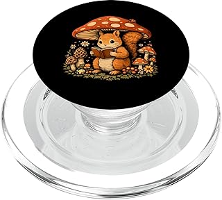 Whimsical Mushroom Squirrel Reading Under Toadstool PopSockets PopGrip for MagSafe