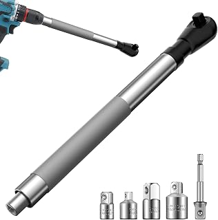 Offset Extension Wrench Impact 1/2",Right Angle Impact Wrench Extender for Drill,Electric Ratchet Wrench for Tight Spaces,with 4 Socket