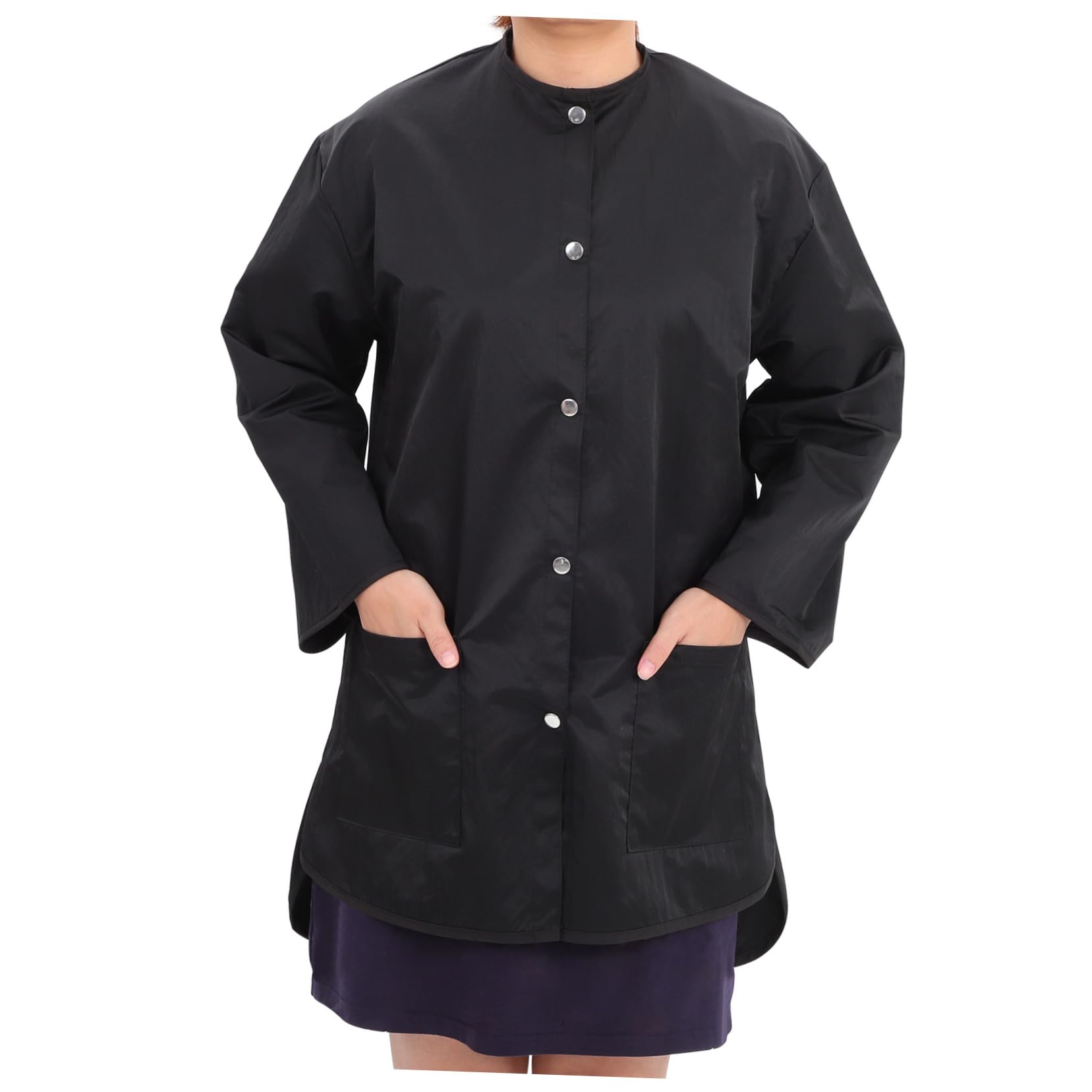 FOMIYES Vestido de Trabajo Manga Larga Negro para Salón de Belleza
