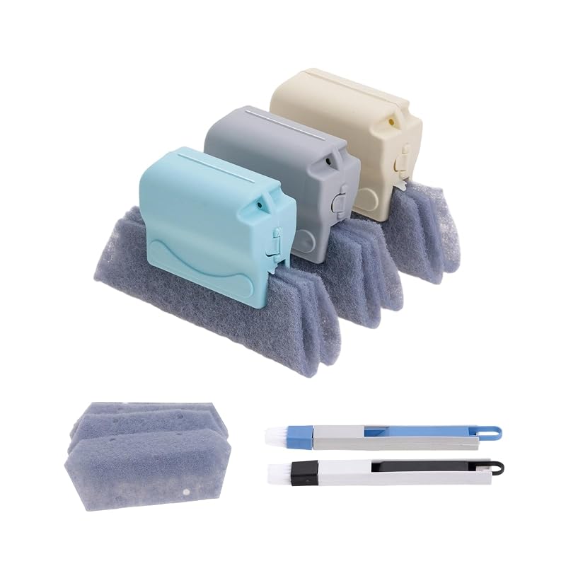 Kit de Escovas para Limpeza de Trilhos de Janelas Mormchlots com Panos de Reposição, 11 peças