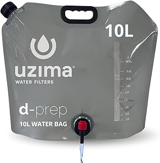 Uzima D-Prep Emergency Water Bag – 10L Collapsible Water Storage for Camping, Hiking, Survival, and Disaster Kits – Portable Water Storage Container