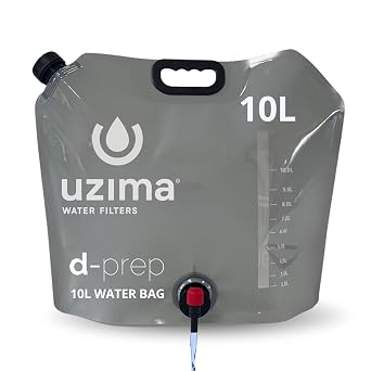 Uzima D-Prep Emergency Water Bag 10L Collapsible Water Storage for Camping, Hiking, Survival, and Disaster Kits Portable Water Storage Container