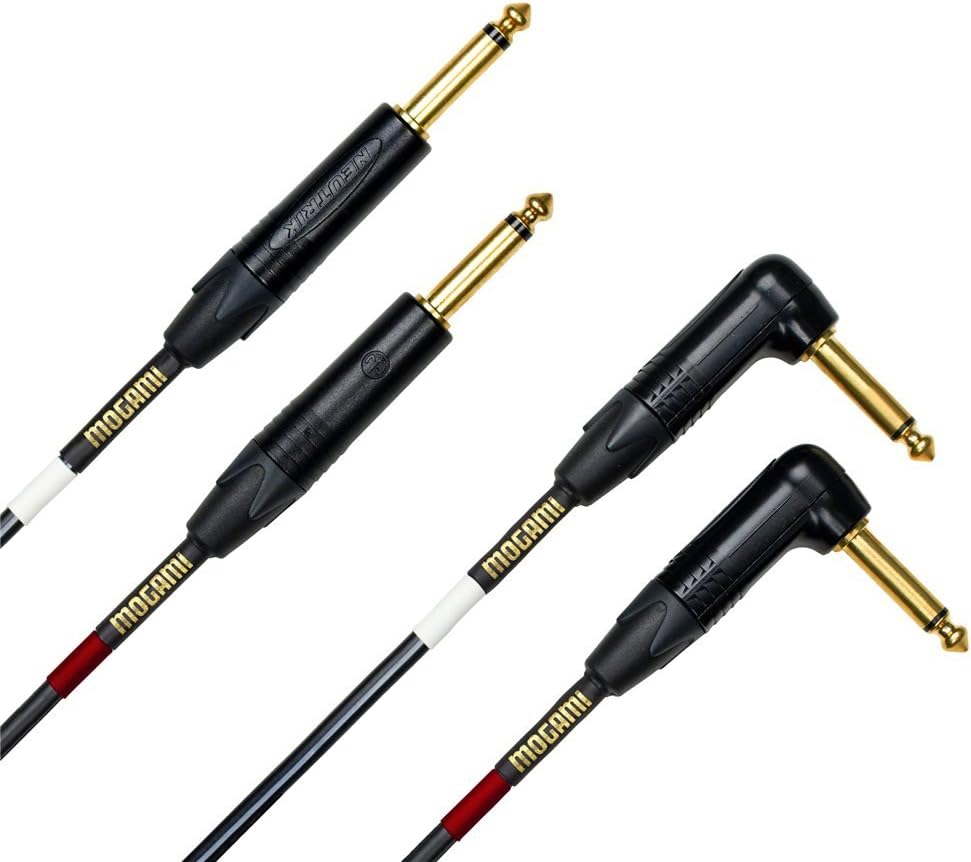 Mogami Gold Key S-10R Unbalanced Stereo Keyboard Instrument Cable, 1/4" TS Male Plugs, Gold Contacts, Dual Right Angle to Dual Straight Connectors, 10 Foot