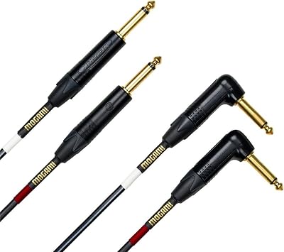 Mogami Gold Key S-06R Unbalanced Stereo Keyboard Instrument Cable, 1/4" TS Male Plugs, Gold Contacts, Dual Right Angle to Dual Straight Connectors, 6 Foot