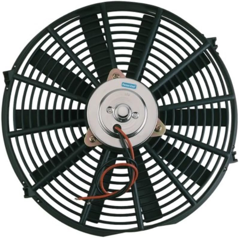 Perma-Cool 19126 Electric Cooling Fan, Standard, 16 in, Push/Pull, 2350 CFM, 12V, Straight Blade, 17 x 16 in, 3.75 in Thick, Plastic, Each