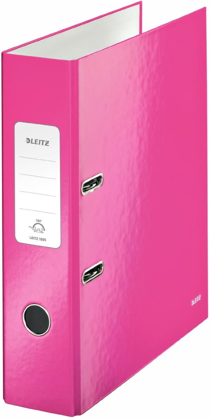 Leitz Wow Laminated Lever Arch File A4 80Mm Pink