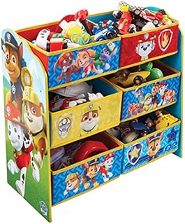 Paw Patrol Kids Bedroom Toy Storage Unit with 6 Bins by HelloHome - Everest, Chase, Marshall, Skye, Rocky
