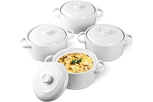 DELLING Porcelain Bowls with Lids for French Onion Soup, 28 oz