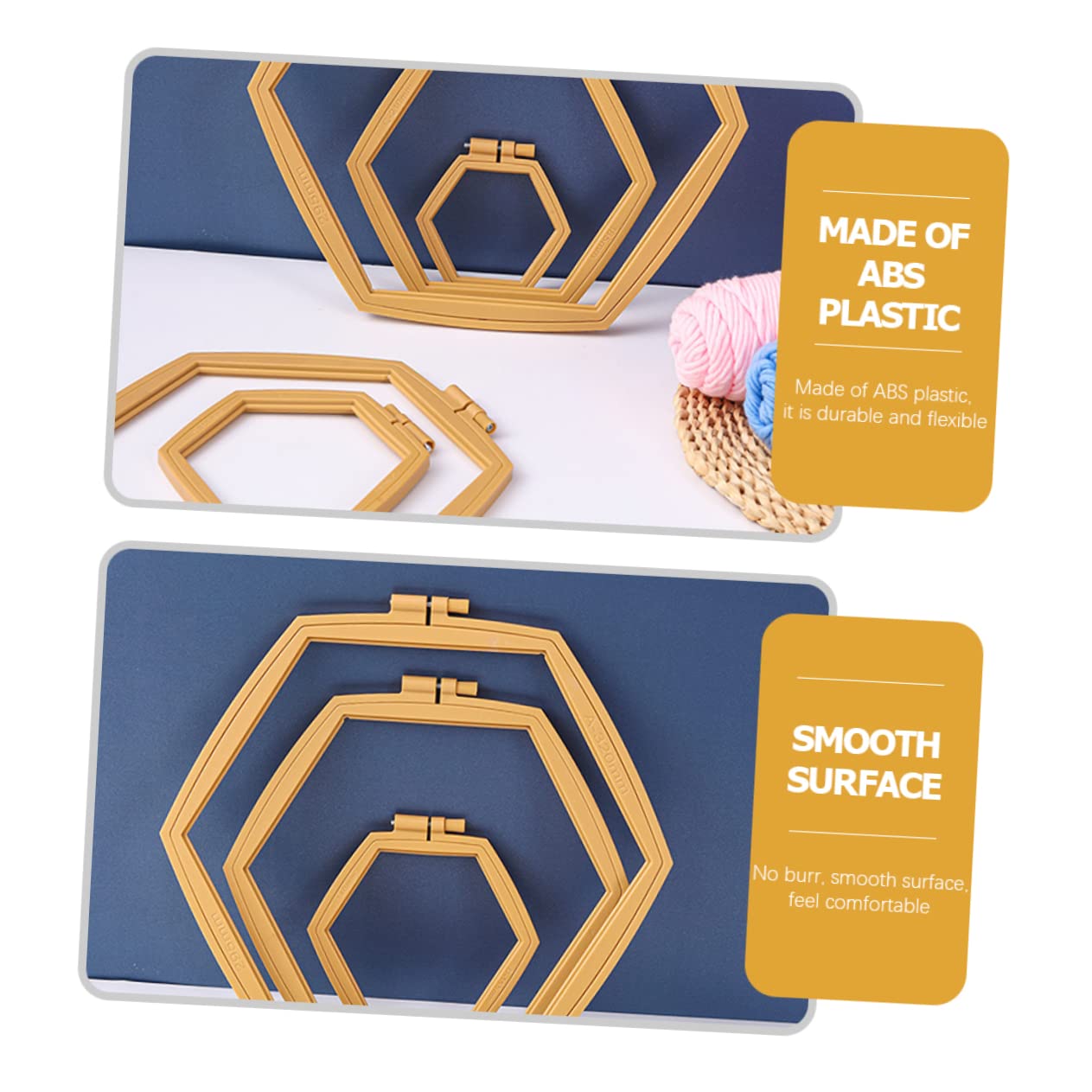 SHINEOFI Aros para Bordar Ajustables Abs Caqui, 4 Piezas para Punto de Cruz