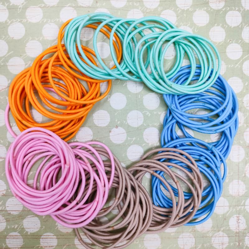Miniatura 5 de 100 ligas elásticas para el cabello, 100 soportes para cola de caballo de 0.079 pulgadas de grosor para cabello normal medio a grueso, para niñas,