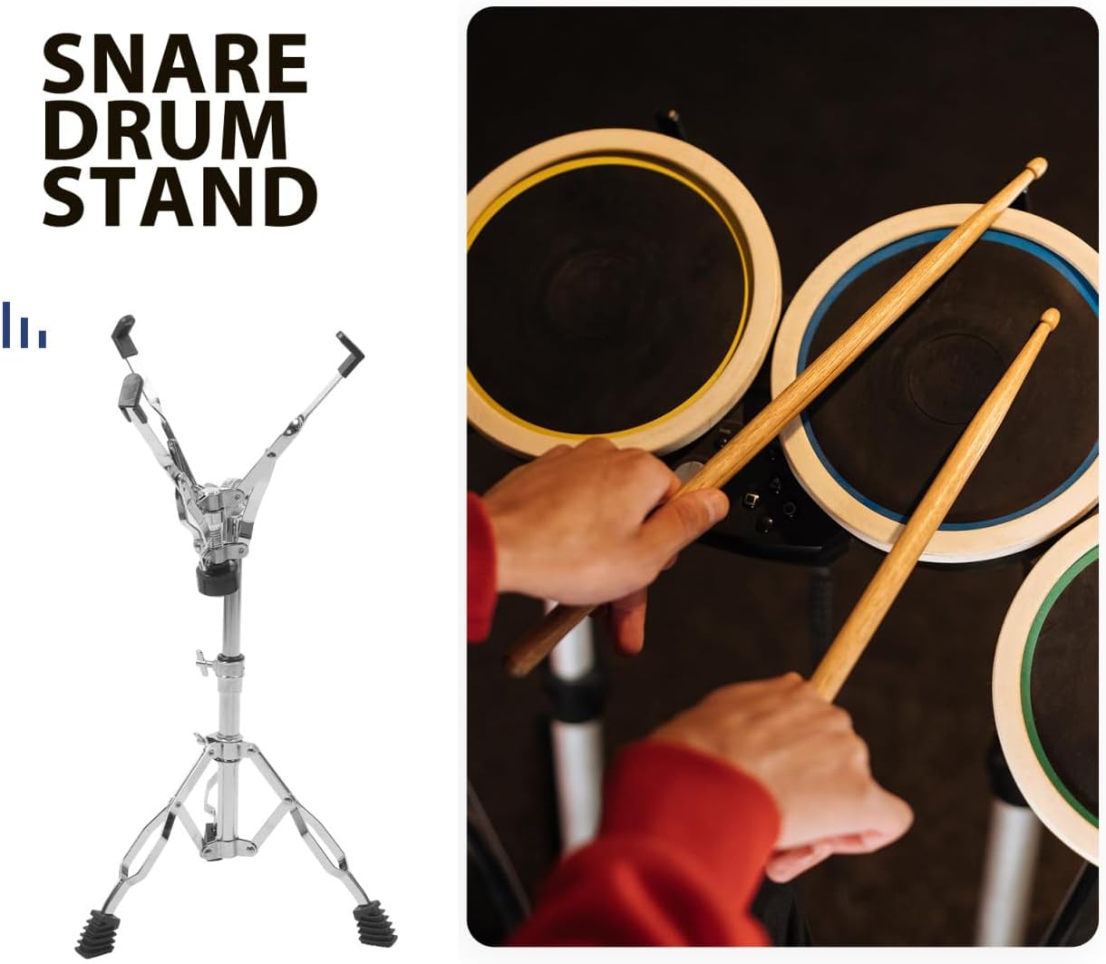 Toyvian Portable Snare Drum Stand Tripod Support Bracket Lightweight Stable Base for Drum Pads and Snare Accessories
