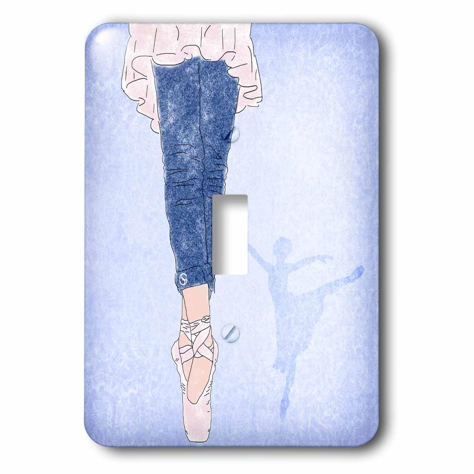 Interrupteur à baïonnette 3dRose Ballet Dancer Rose et Bleu pour décoration murale