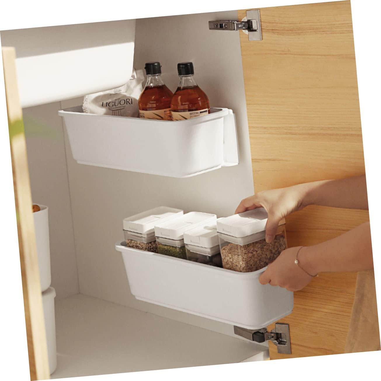 Pp Material Wall-mounted Cabinet Drawer Kitchen Storage Box Retractable Box Organize Your Kitchen