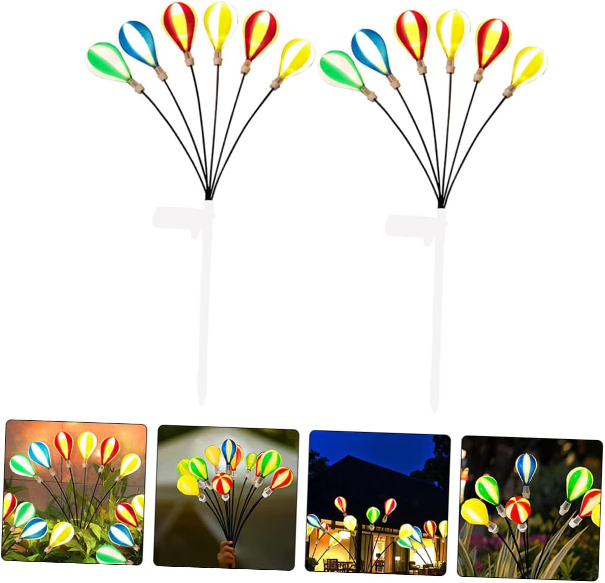VANZACK Solar-Powered Garden Lights 2 Pack Air Balloon Shape Decorative Stake Lights Led for Outdoor Yard Decorations Automatic Night Lighting Energy-Saving