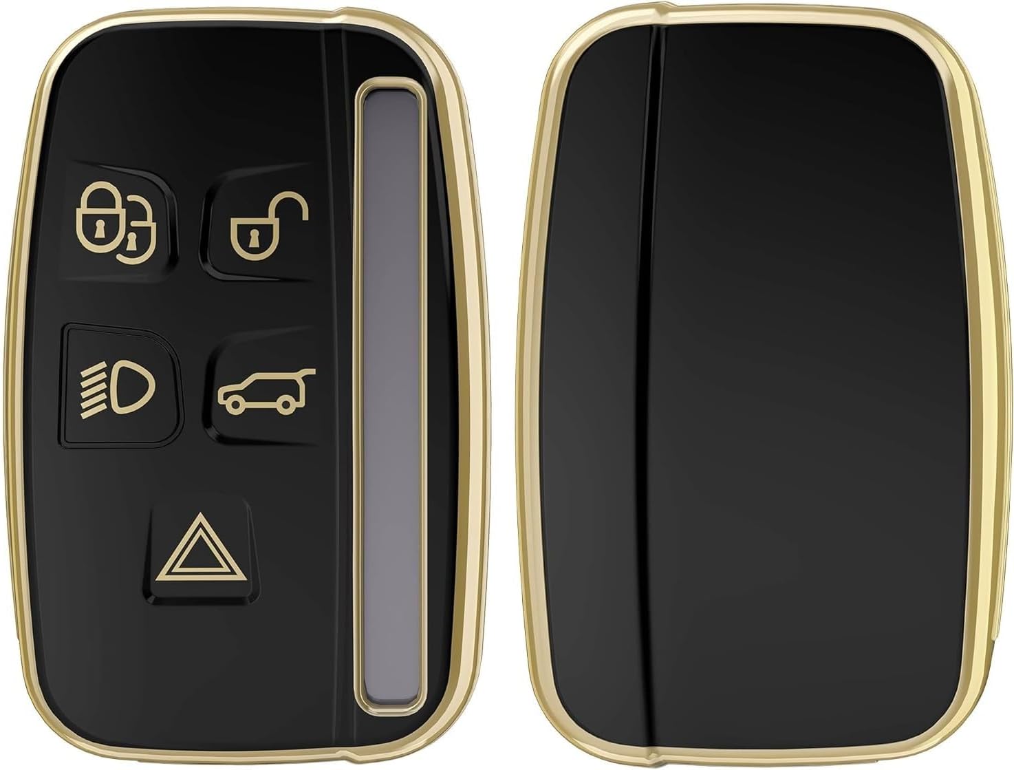 SHOPOFLUX TPU Car Key Cover Compatible for Jaguar & Range Rover Evoque Velar Discovery LR4 Land Rover Sport XF XJ XE F-PACE F-Type 5 Button Smart Key - Black