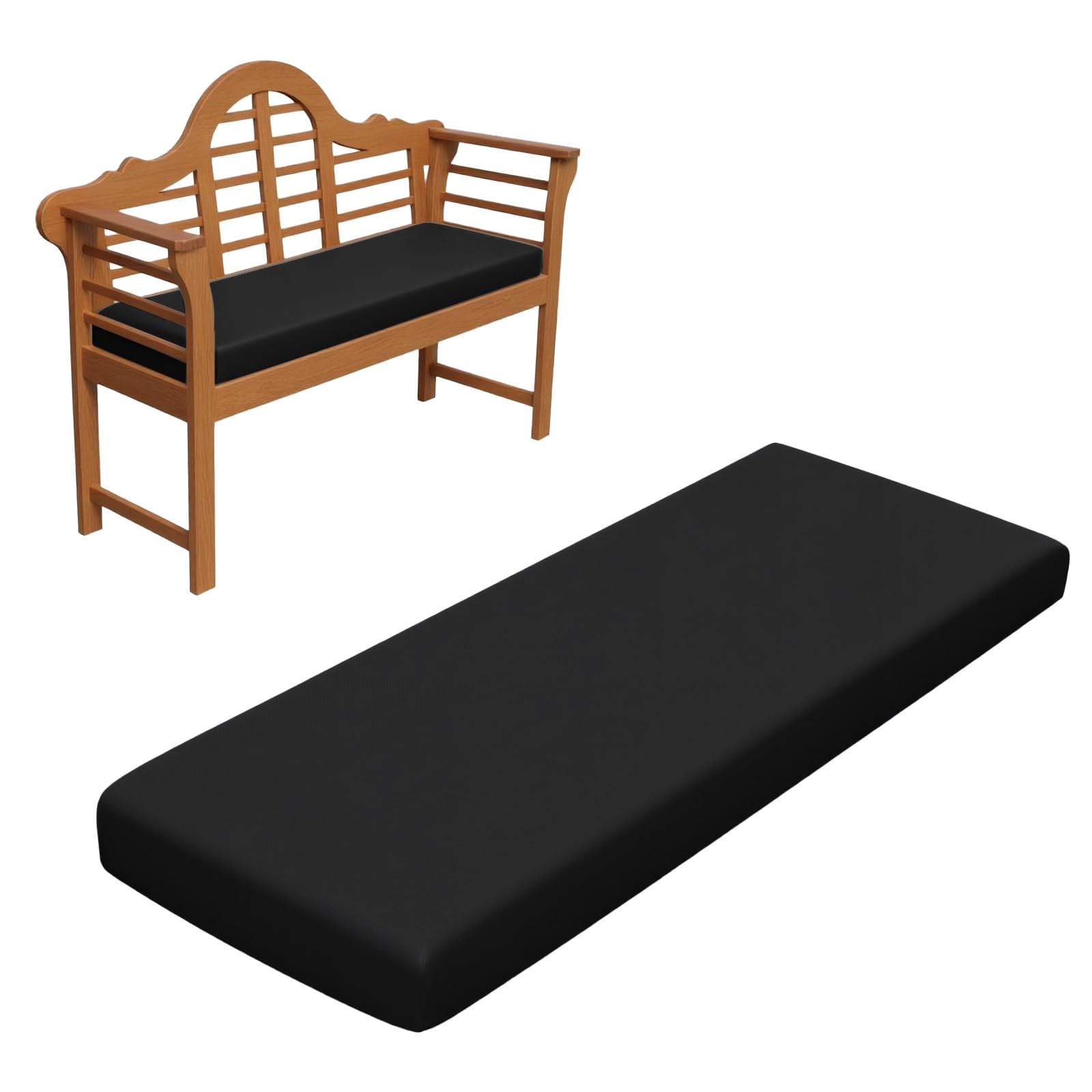 Coussin de banc imperméable haut de gamme 190 cm pour mobilier de jardin noir