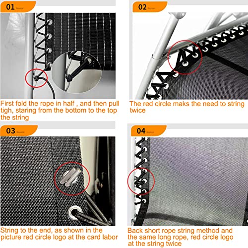 BlingKingdom 4pcs Black Replacement Cord for Zero Gravity Chair Universal Elastic Chair Repair Cord Ties Kit for Sun Loungers, Garden Chairs, Outdoor Recliners, Folding Chairs, Bungee Chairs
