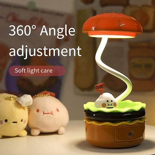 Miniatura 7 de Cute Desk Lamp Hamburger Small Desk Lamp for Kids with Adjustable Neck Touch Switch with Pencil Sharpener