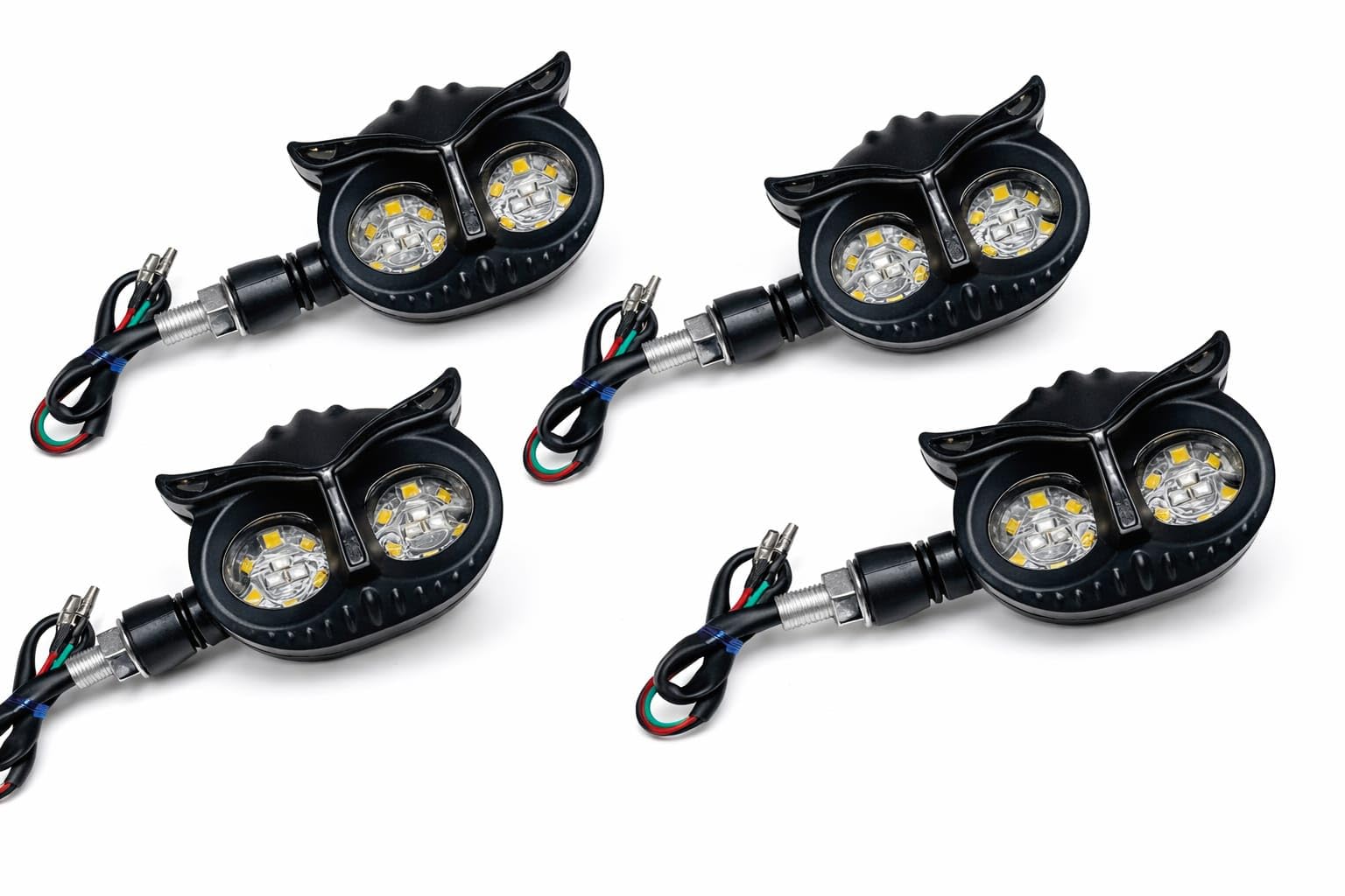 Owl Shape LED Bike Indicator Set of 4 | Yellow & Blue Dual Color Turn Signal Lights | Universal Motorcycle LED Indicators | Waterproof Stylish Owl Eye Blinkers (Pack of 4)-image-7