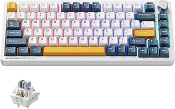 K600 B82W Gasket Mechanical Gaming Keyboard,75% Wireless Hot Swappable Gaming Keyboard with Padding&Knob,Bluetooth/2.4GHz/USB-C,RGB Backlit for PC/Tablet/Xbox/PS4/PS5