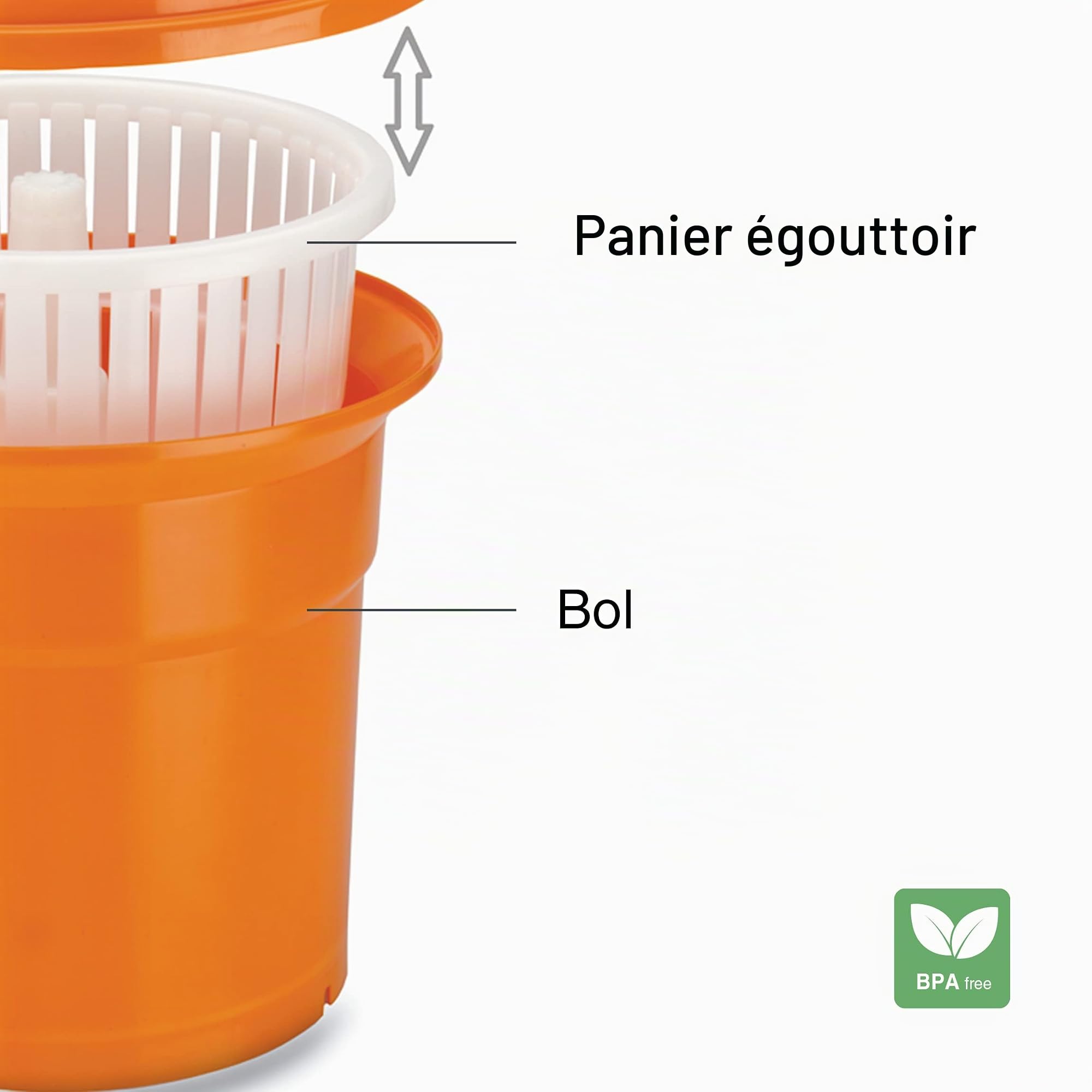 Lacor 61425 - Centrifugeuse manuelle 25 litres - Orange | Ustensile professionnel durable; conçu pour un rendement optimal y nettoyage rapide et facile au lave-vaisselle