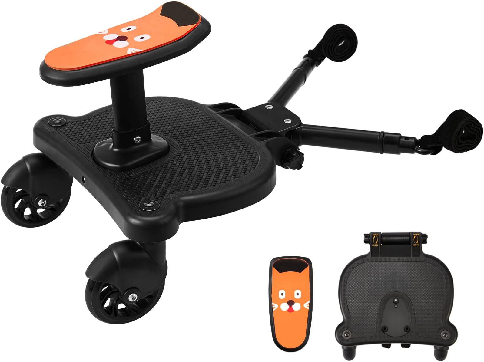 TINY GOGO Universal Stroller Board 2-in-1 Buggy Board with Detachable Seat Standing Board, Rider Stroller Glider Board Suitable for Most Brands of Strollers, Holds Children Up to 55lbs