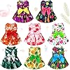 LEIFIDE 8 Pcs Summer Themed Hawaii Dog Dresses Holiday Flamingo Fruit Floral Pattern Pet Skirts Hawaii Puppy Princess Dresses Outfits Bowknot for Girl Dogs Cats BeachLarge