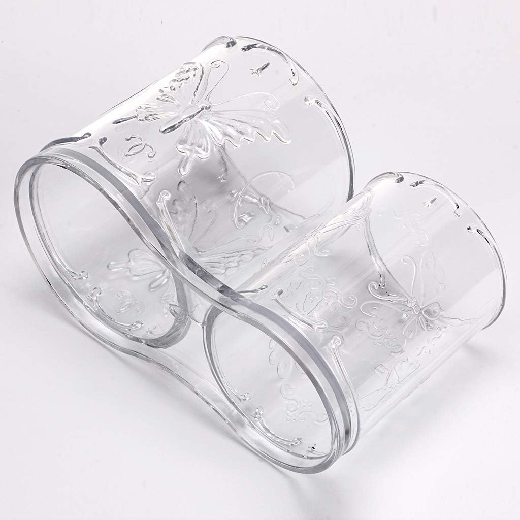 Hipiwe Acrylic Makeup Cotton Pad Q-Tips Holder with Cover 2 Compartment Cotton Ball Swab Stick Organizer Storage Case Apothecary Jar Container for Makeup Brushes, Makeup Sponges (Clear)