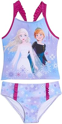 Disney Princess Anna Elsa Girls Tankini Top and Bikini Bottom Swim Set Toddler to Little Kid
