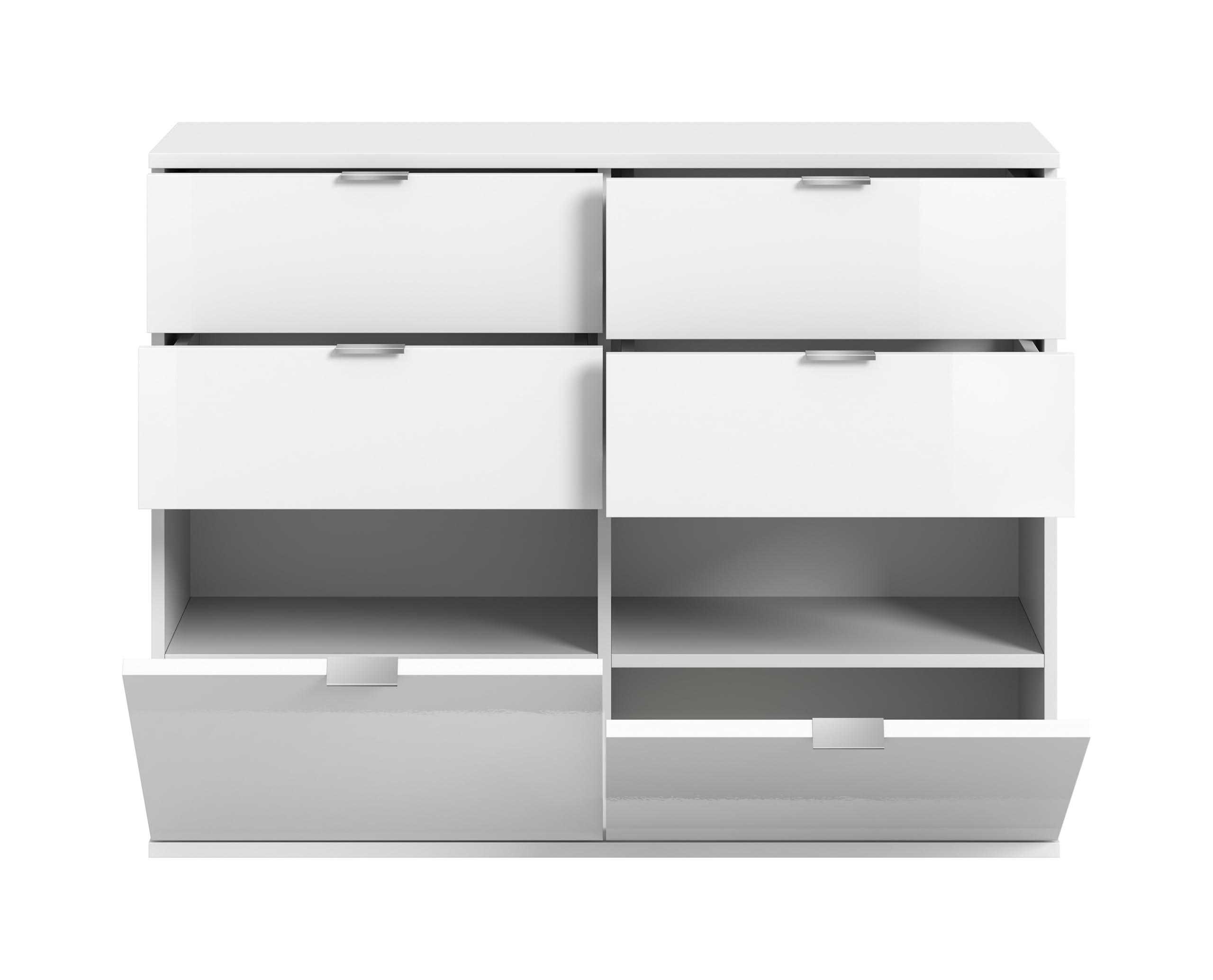 xonox.home Systemmöbel Projekt X Schuhschrank Schuhkommode Schuhregal Garderobenschrank Dielenschrank Flurmöbel Mehrzweckschrank in Front weiß Hochglanz Korpus weiß – Bild 3