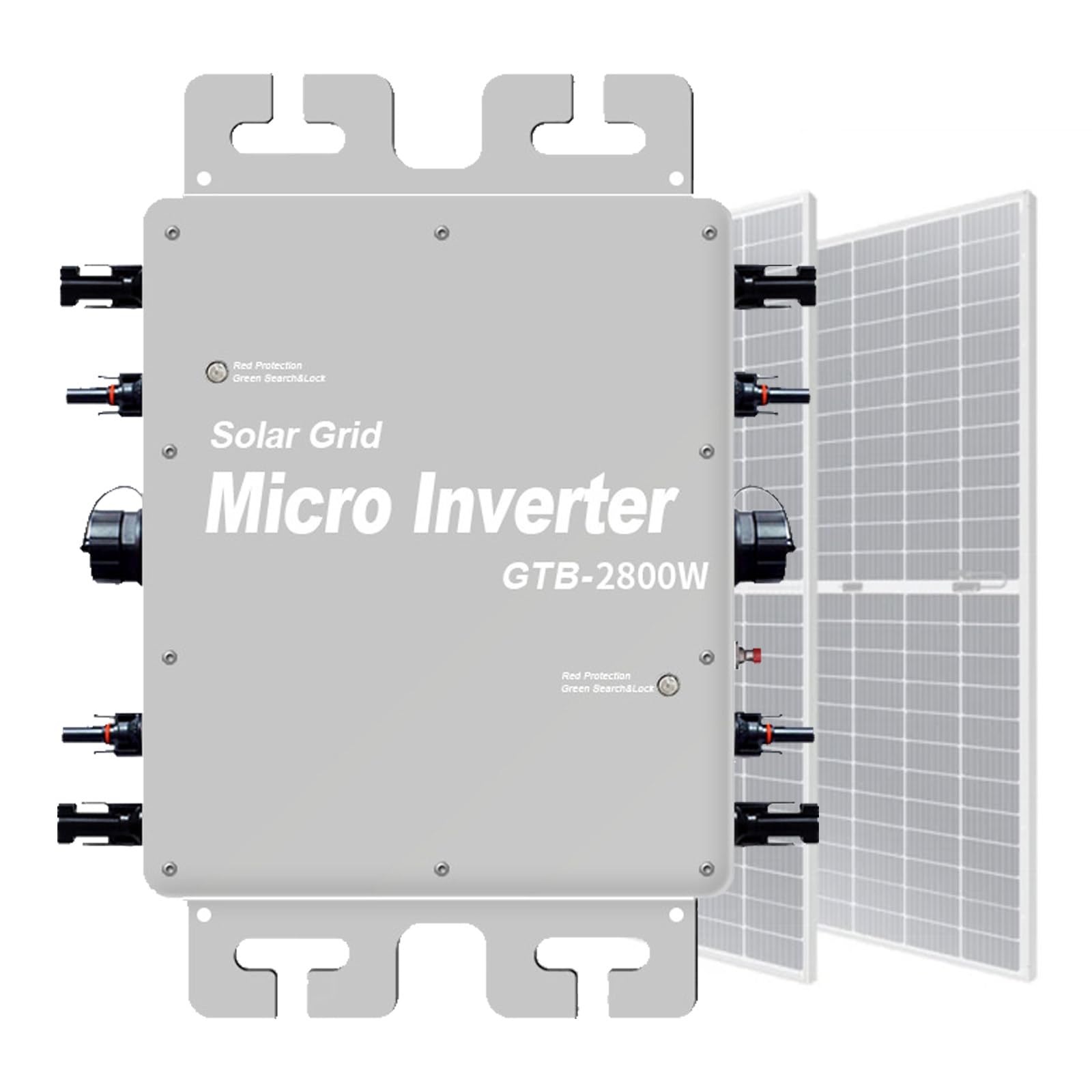Microinversor Solar Mppt, 2000 W, 2400 W, 2800 W, CC 24 V-60 V A Ca 120/230 V, para Paneles Solares DoméSticos Y Comerciales 2000W-Grey