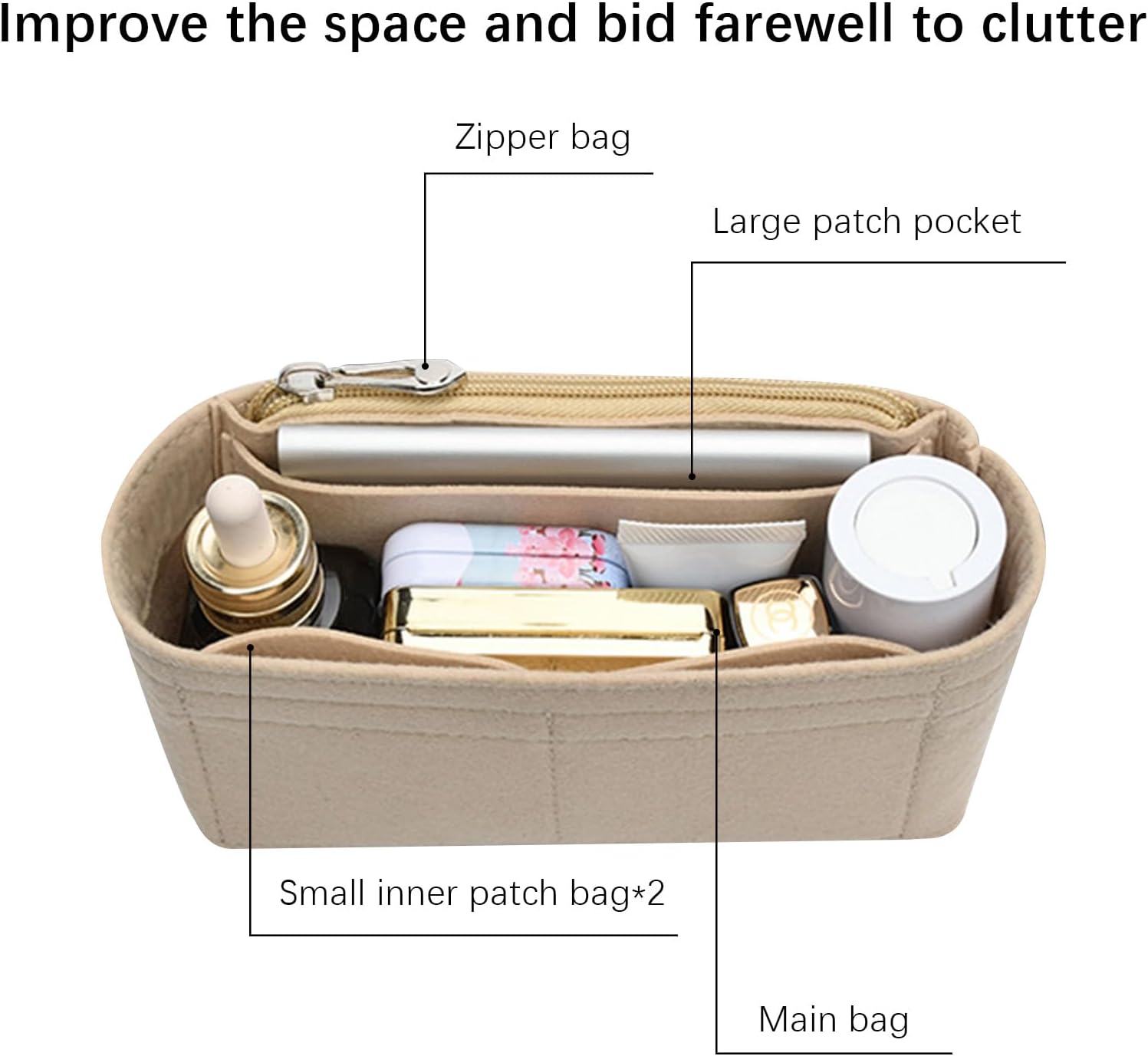 Lckaey Purse organizer for gucci soho disco bag shaper purse insert Felt organizer Y087-Khaki