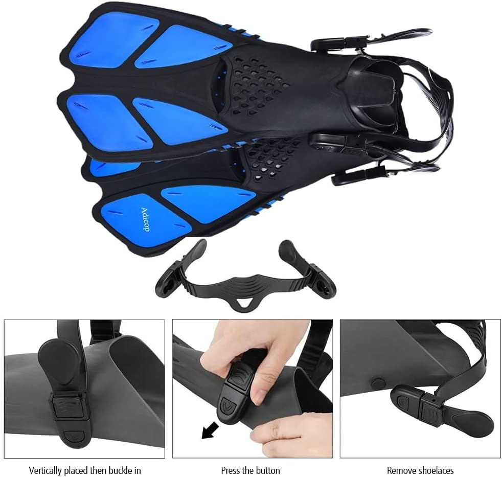 Olpad Mask Fins Snorkel Set Adults Men Women, Swim Goggles 180 Panoramic View Anti-Fog Anti-Leak Dry Top Snorkel and Dive Flippers Kit with Gear Bag for Snorkeling Swimming Scuba Diving Training 1