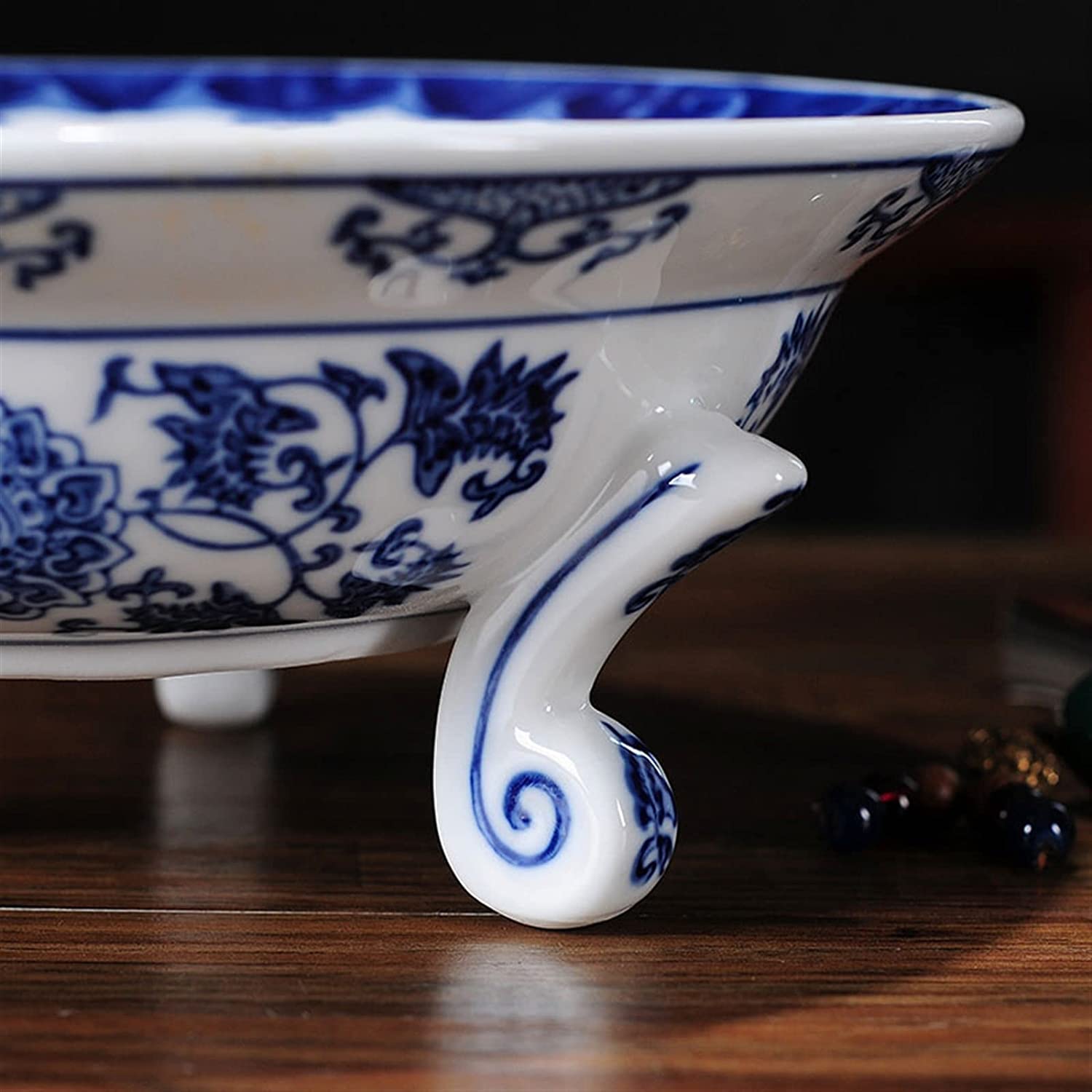 Patera na Owoce Miska na Owoce Kosz na Owoce Okrągły Ceramiczny Talerz Na Owoce W Stylu Chińskim Retro Porcelana Naczynie Na Owoce Miska Na Cukierki Dekoracyjna Stojak na Owoce Koszyk Na Owoce (Color
